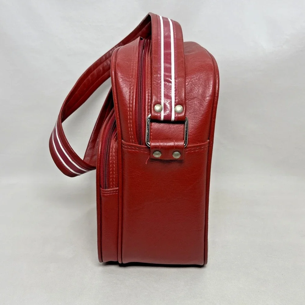 Vintage Red White Striped Samsonite Profile Luggage Vinyl Shoulder Bag Concord